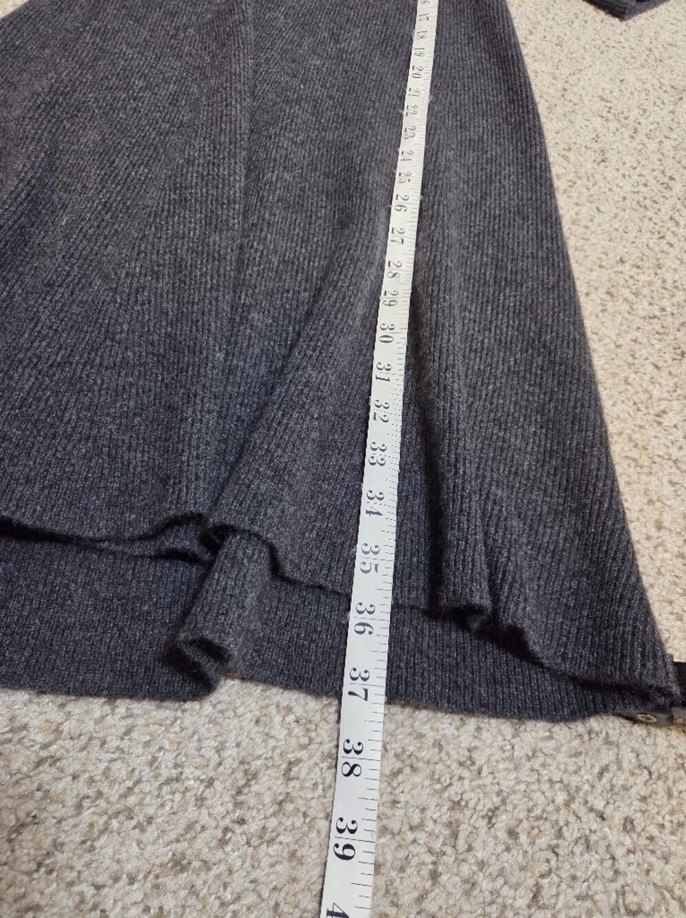 White + Warren Cashmere Sweater Dress Mock Neck Short Sleeve Ribbed Knit Gray - Picture 6 of 8